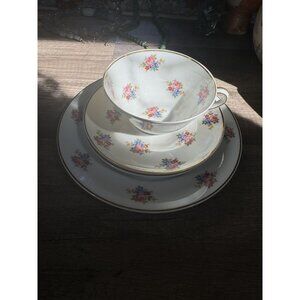 Vintage Haviland Limoges France China Floral Tea Set - Cup & Two Saucer Dessert